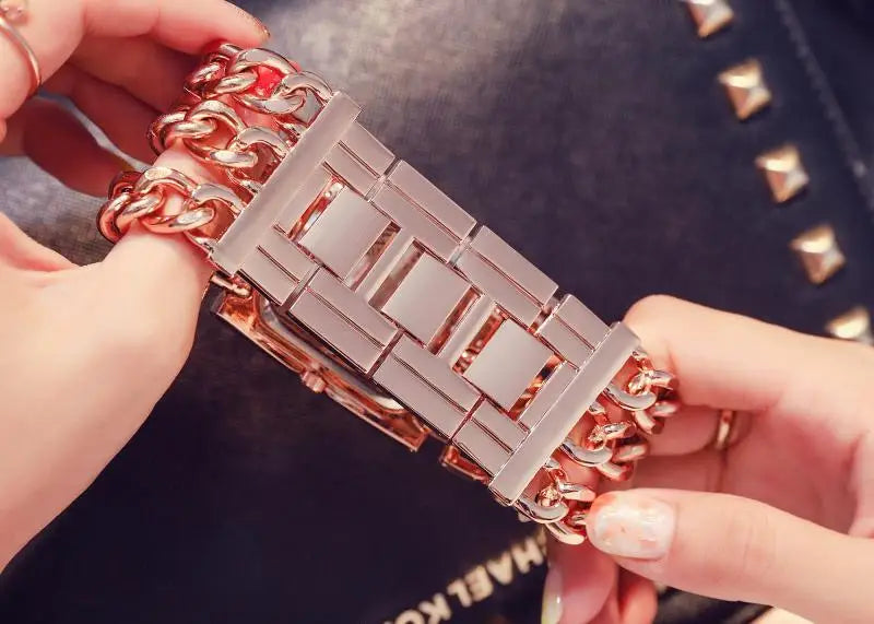 Three Chain Rhinestone Quartz Wrist Watches