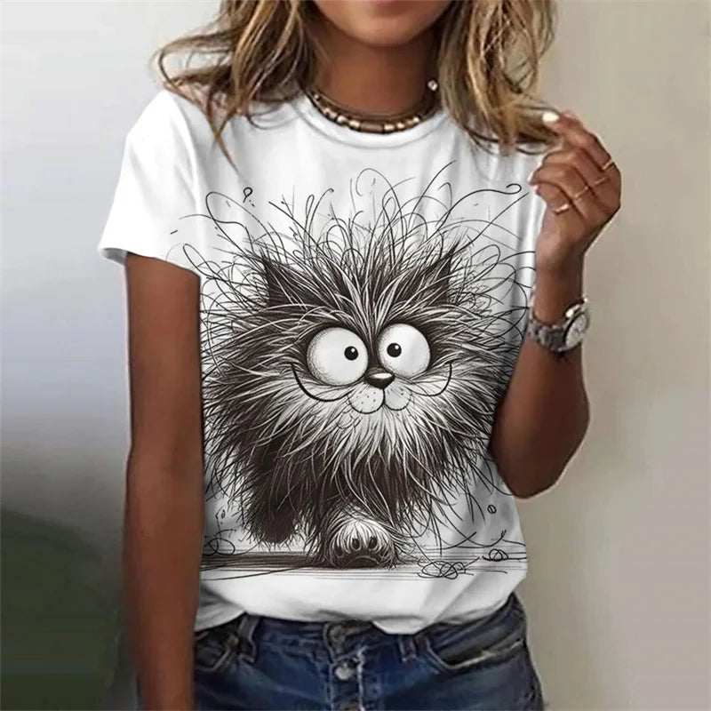 3D Rabbit Short Sleeves Casual Oversize T-Shirts