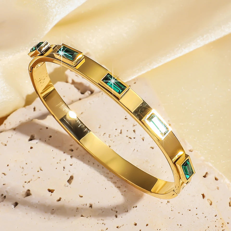 DANA 3Pcs Gold Stainless Steel Bangle Bracelets