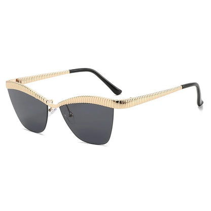 Alloy Eyebrow Half Frame Cat Eye Sunglasses
