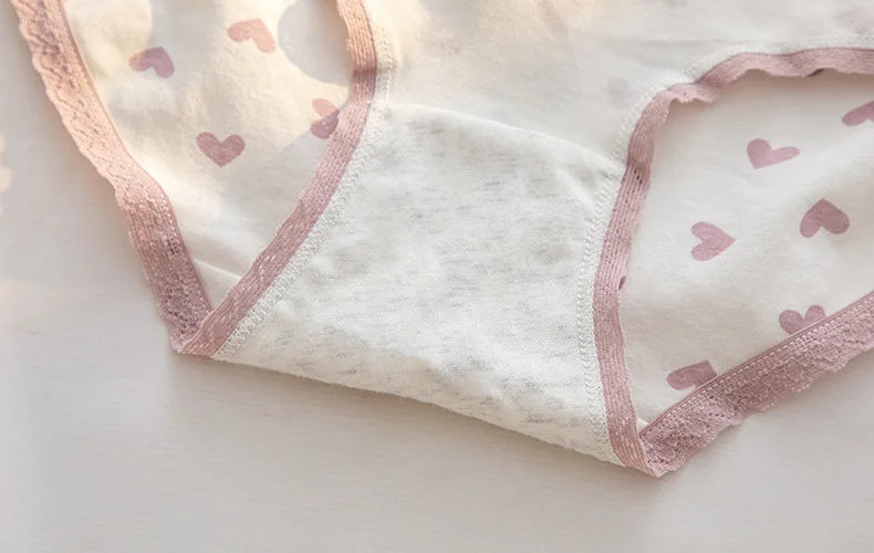 5Pcs/Lot Cute Love Cotton Sexy Lingerie