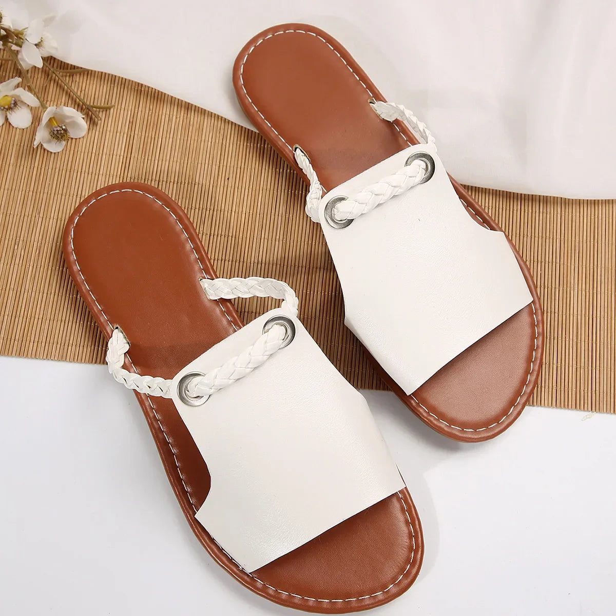 Square Head Cross Flat Flip-flops Slippers