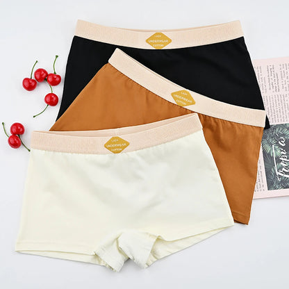 3PCS/Pack 100% Cotton Boxer Mid-rise Thin Lingerie