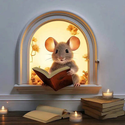 Mouse Hole Book Lover's Mouse Reading Wall Sticker