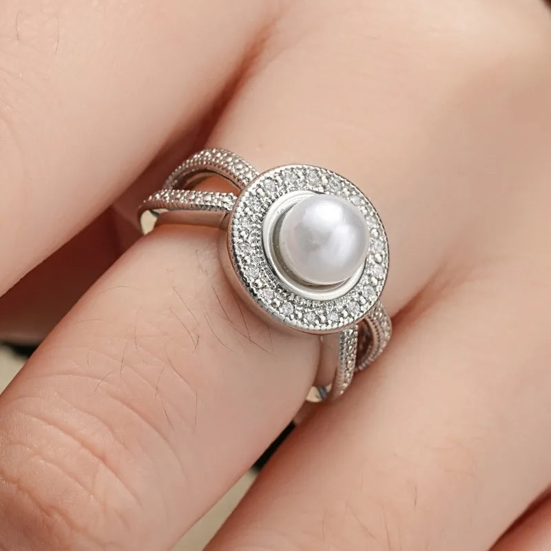 Romantic Elegant Big Round Imitation Pearl Ring