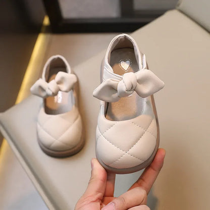 Leather Soft Shallow Bow Casual Shoes