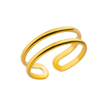 Stainless Steel Round Zircon Geometric Gold Crystal Ring