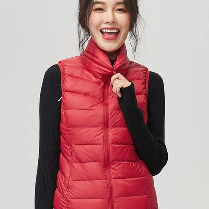 Chaleco de plumón ultraligero, chaqueta ajustada sin mangas