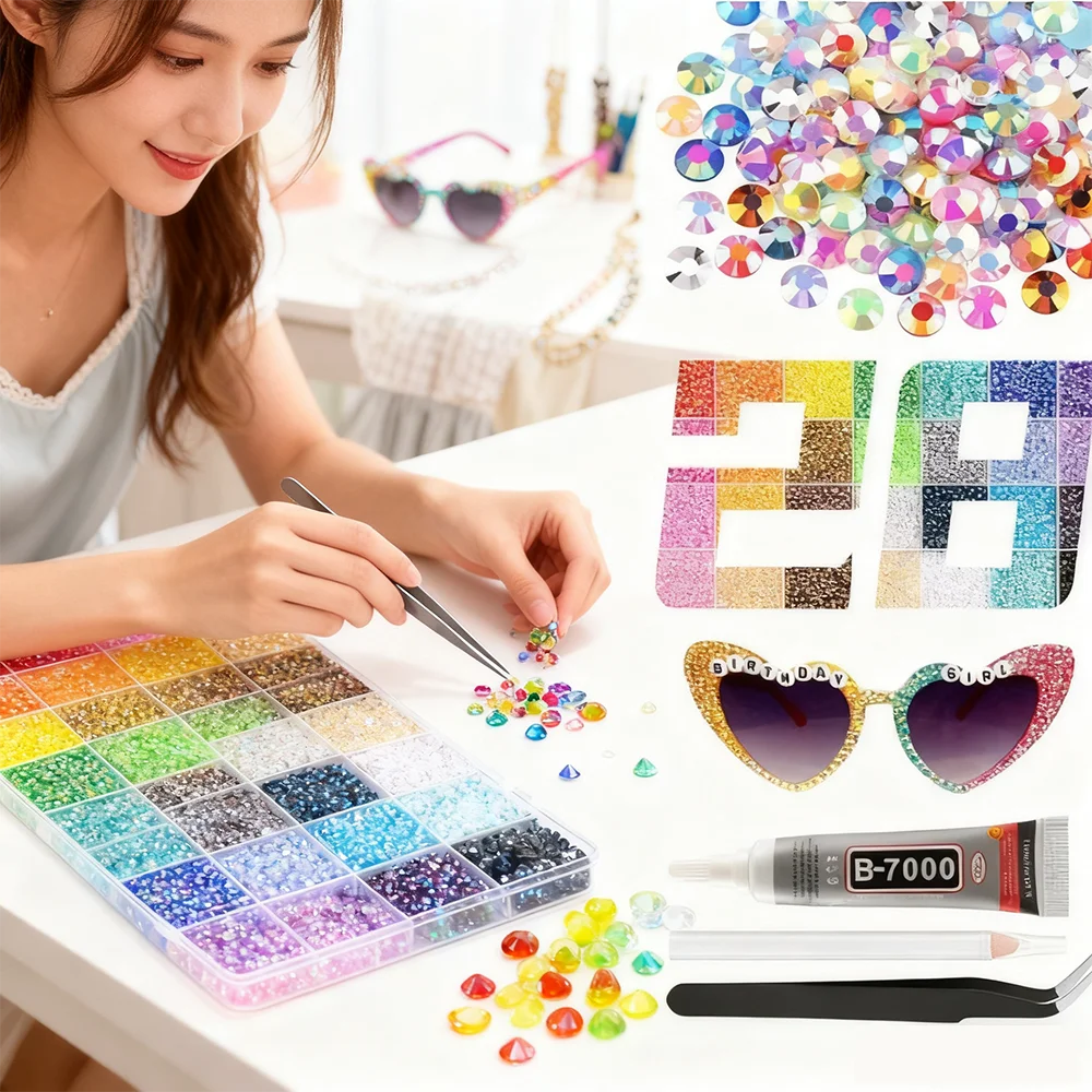 28 grid 3/4/5mm mixed color Jelly/resin drill rhinestone se