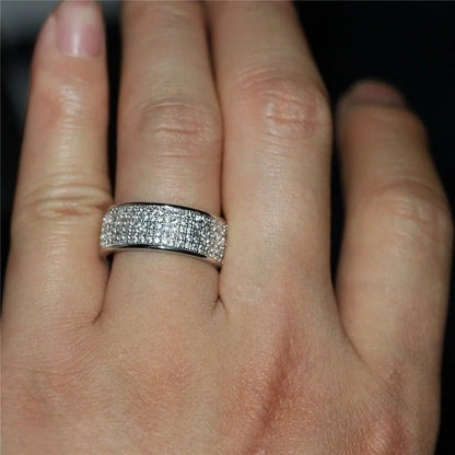 Shine Silver and Gold Color White Zircon Ring