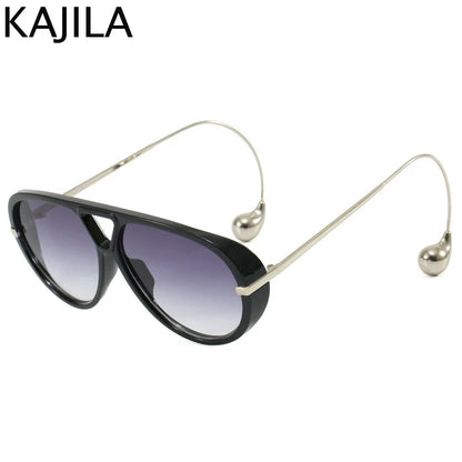 Oversized Pilot Oval Punk Sunglasses