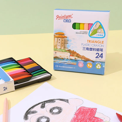 12-36 Color Washable Crayons Non-Toxic Erasable Triangular