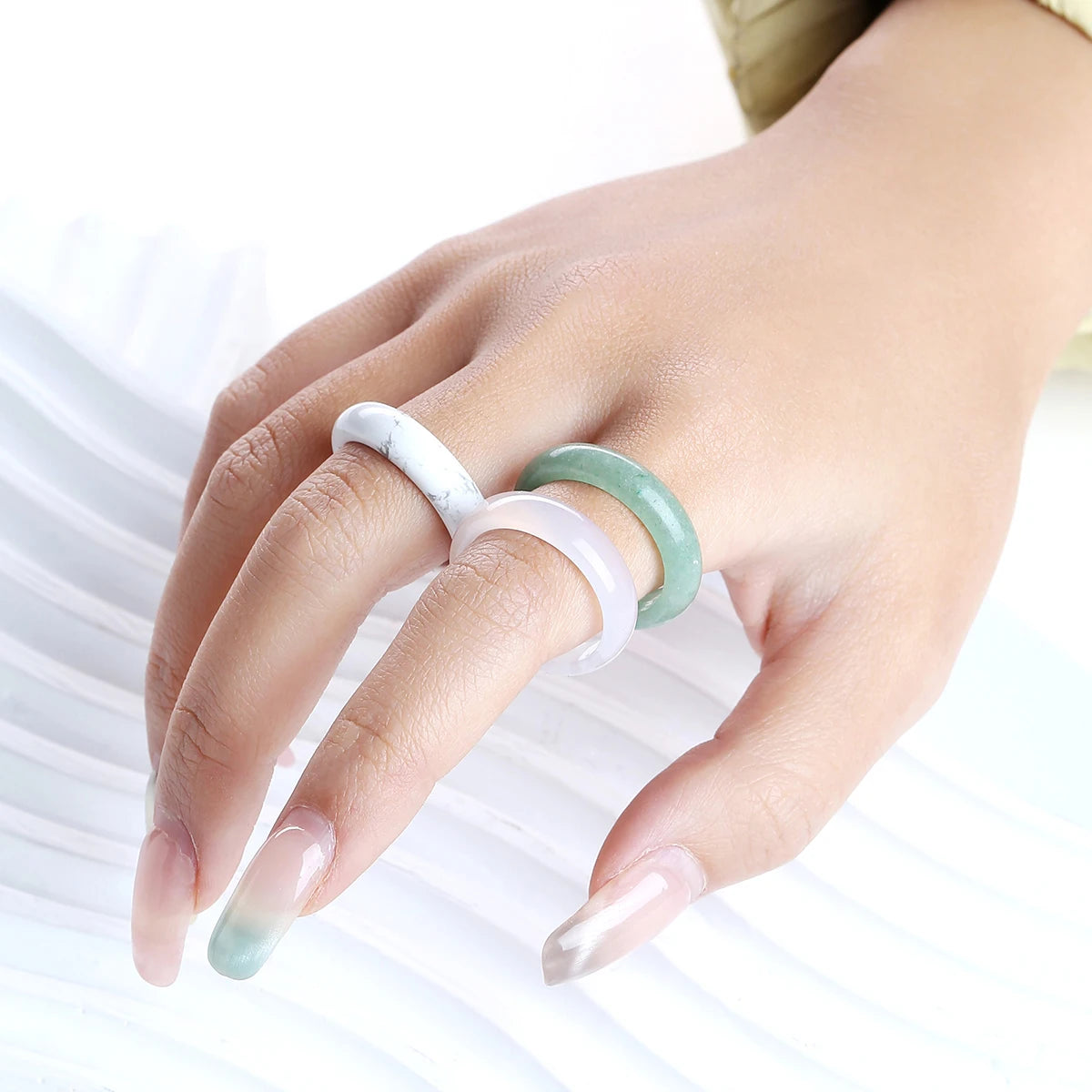 1 Pc Natural Crystal Stone Energy Healing Ring