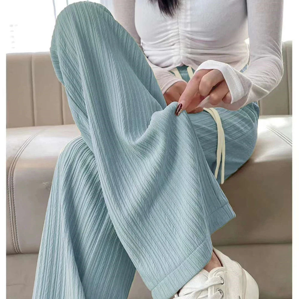 Casual Straight Sporty Wide Leg Pants