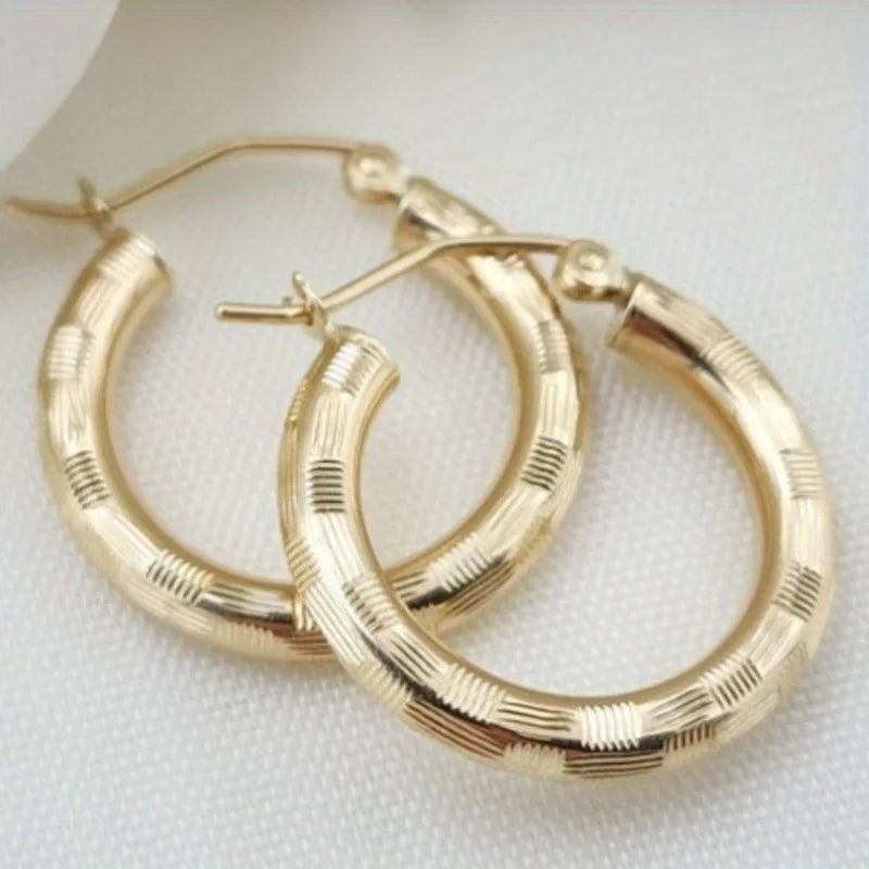 Wide Face Hoop Copper Golden Plated Bohemian Earrings