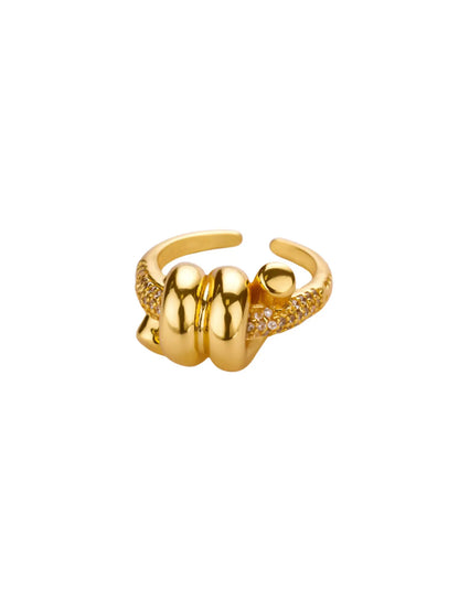 Zircon Star Knot Gold Stainless Steel Geometric Rings