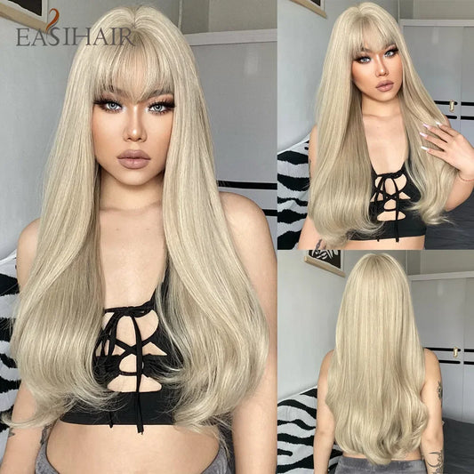 Long Straight Bangs Synthetic Hair Wig