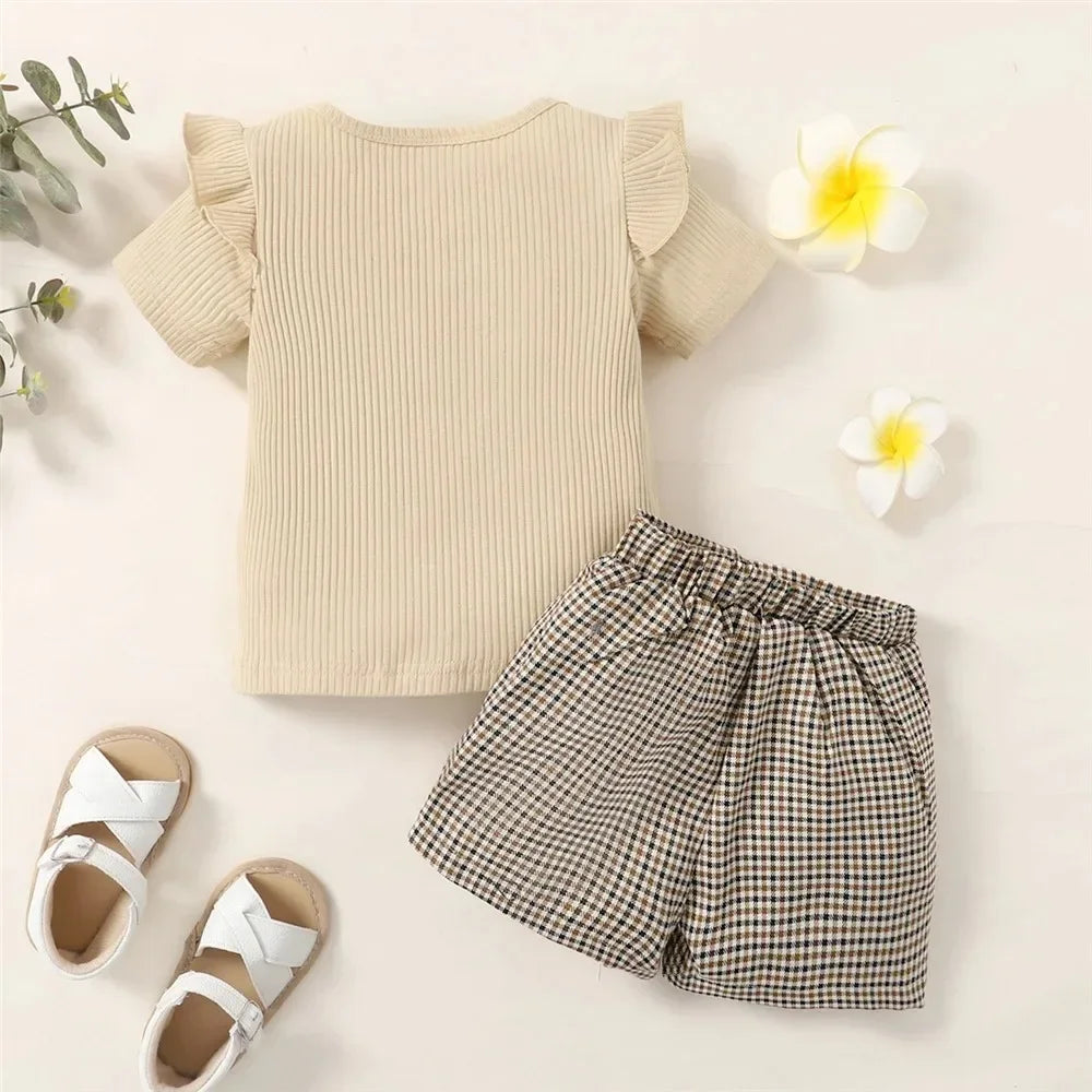 Toddler Baby Girl Letter Print Short Sleeve Set