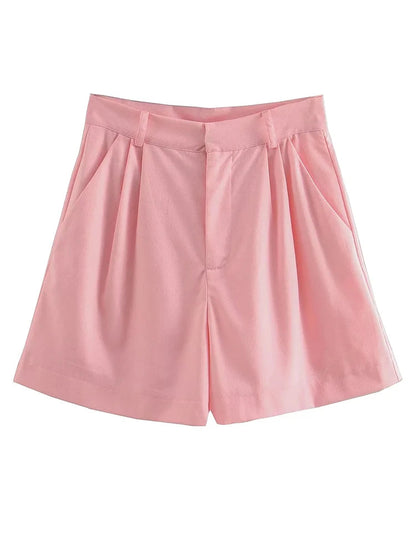 Casual High Waist Wide Leg Shorts Sets