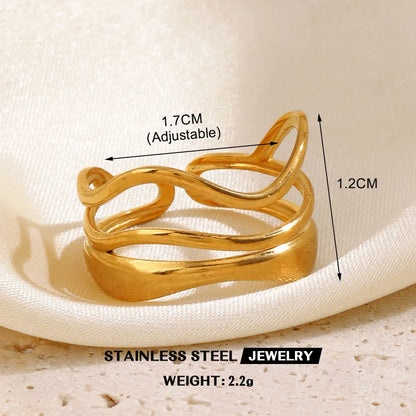 Gold Stainless Steel Heart Metal Hollow Waterproof Rings