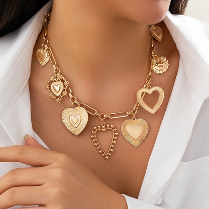 Goth Big Love Heart Pendant Choker Necklace