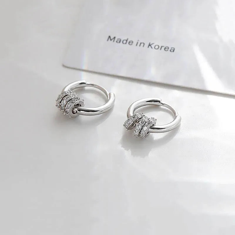 925 Sterling Silver Zircon Circle Hoop Earrings