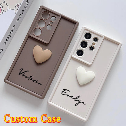 Customized Text 3D Love Heart Case For Samsung Galax Luxury Soft Cover
