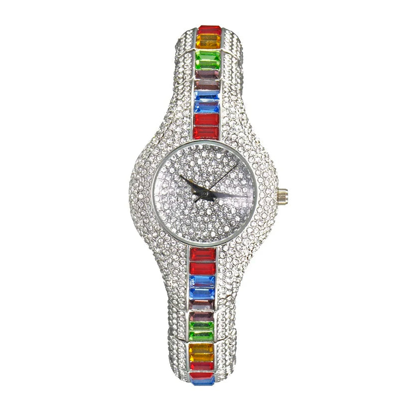 Baguette Diamond Luxury Gold Shockproof Waterproof Small Watch