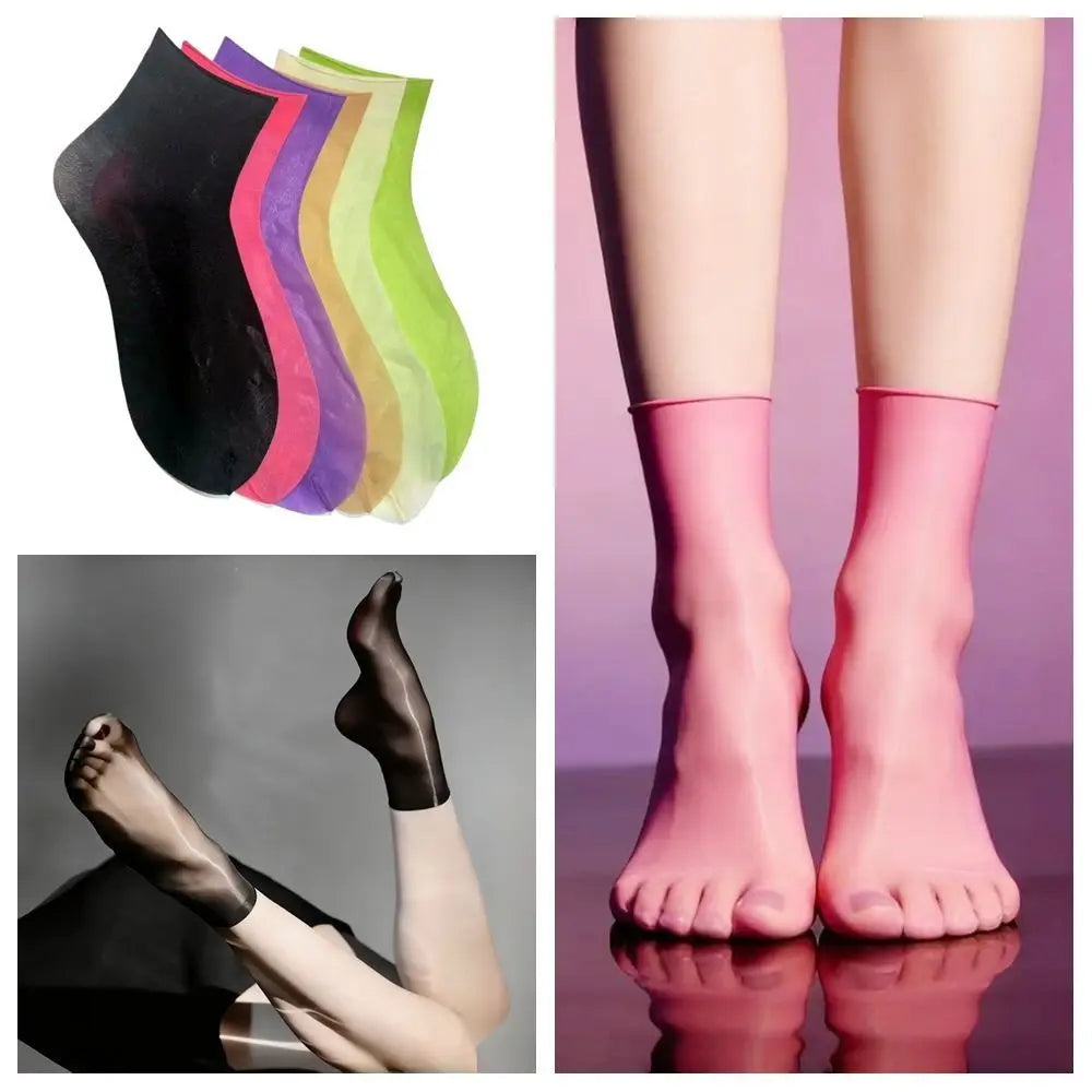 High Elastic Satin Shiny Oil Glossy Stretchy Socks