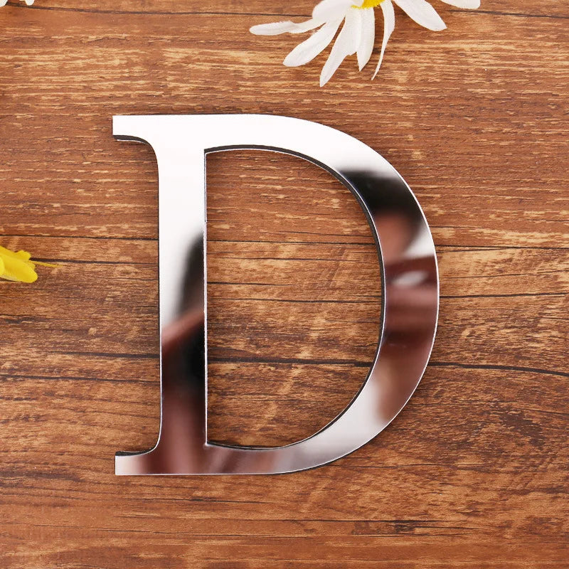 Silver Letter Acrylic 3D Mirror Wall Sticker