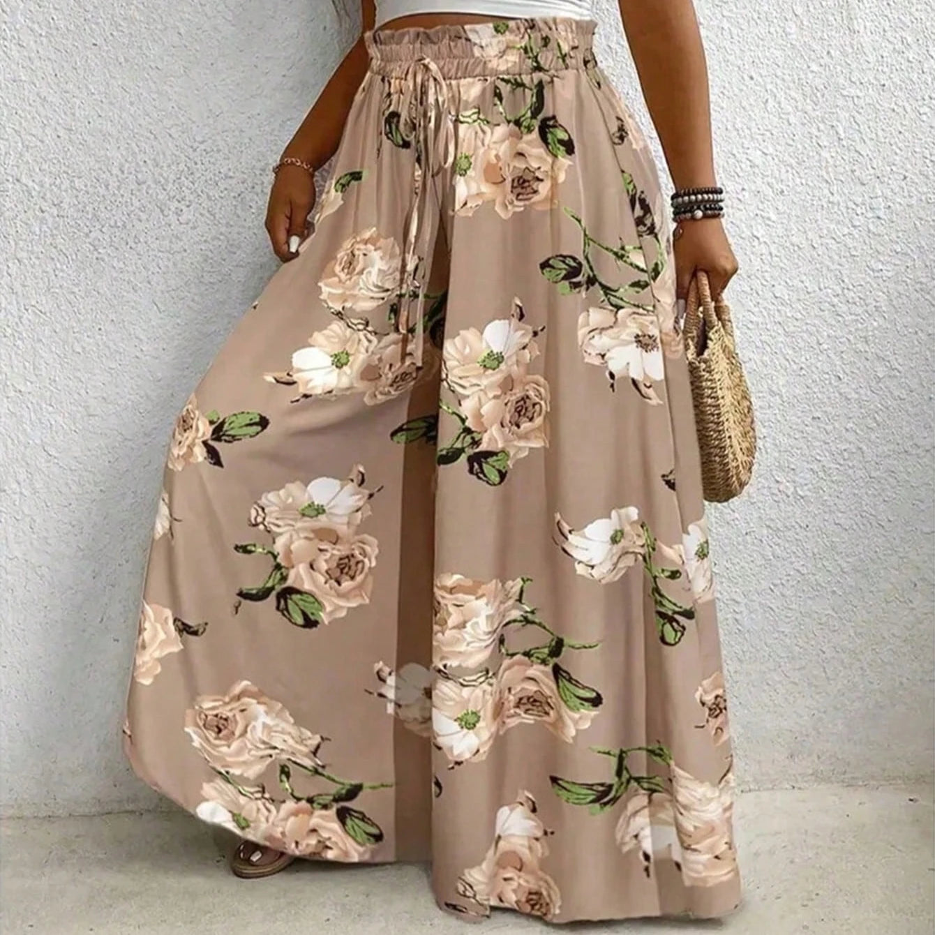 Elegant plus Size Printed Wide Leg Pants