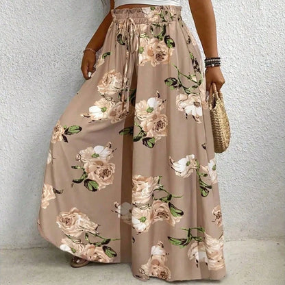 Elegant plus Size Printed Wide Leg Pants