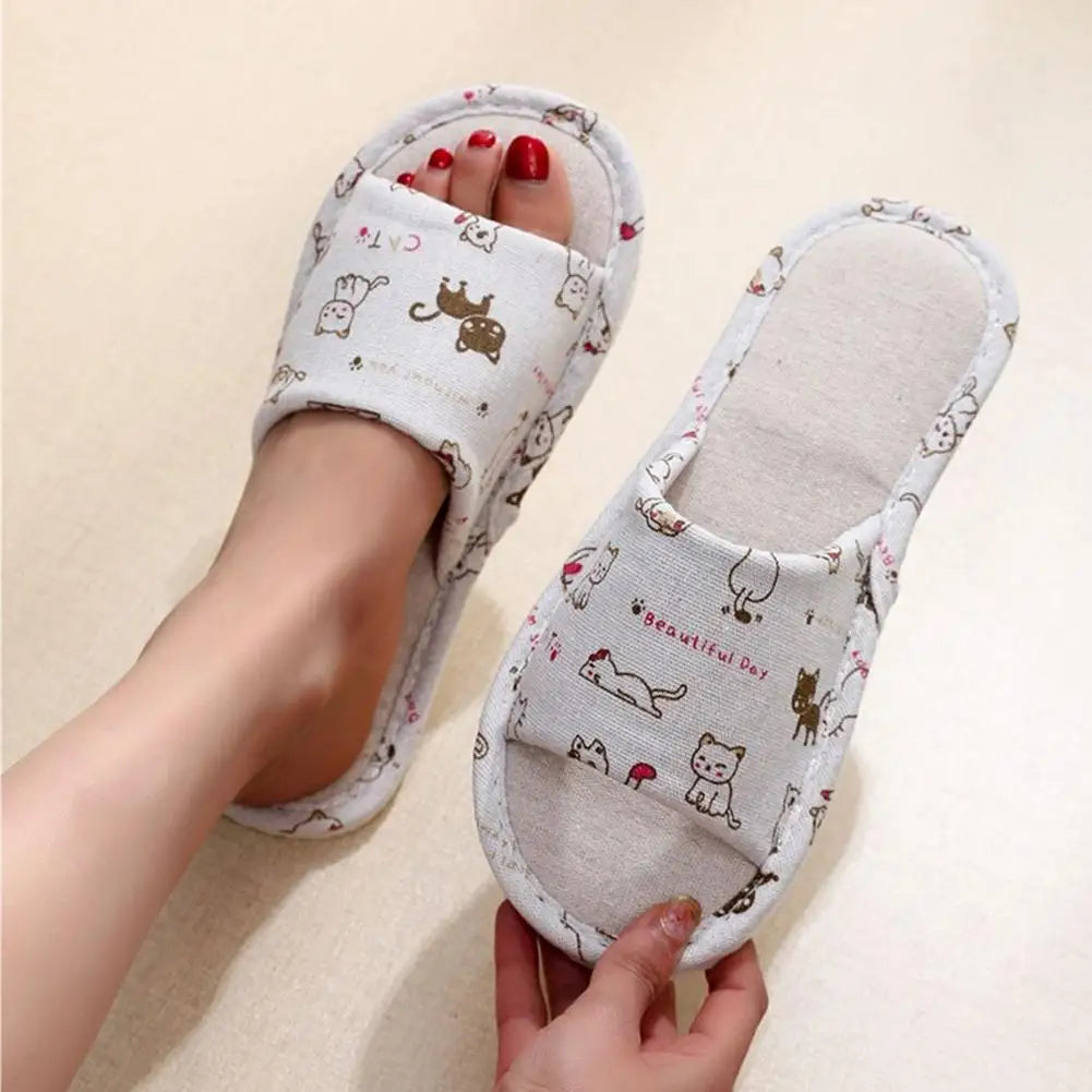 Flax Linen Lightweight Flat Breathable Slipper