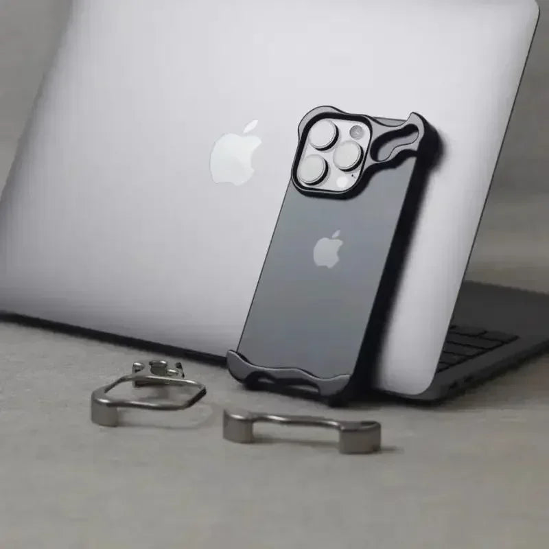 Irregular Metal Bumper Phone Case For IPhone Film Protect Bare Aluminum Shockproof Cover
