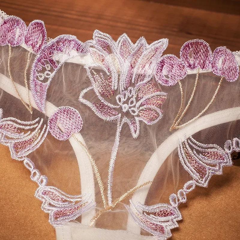 Sexy Lace Floral Thong Mesh Perspective G-String