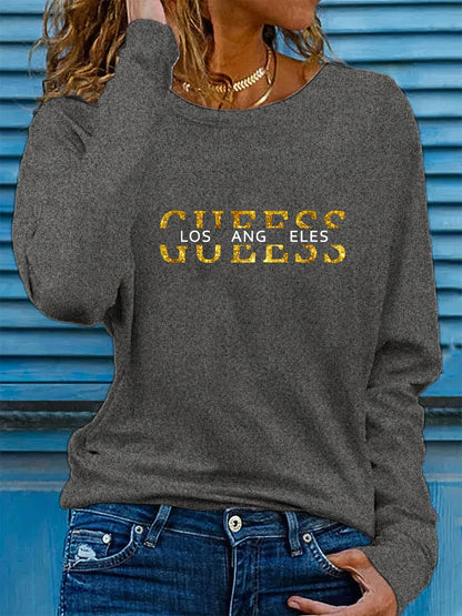 100% Cotton Los Angeles Letter Long Sleeve T-shirt