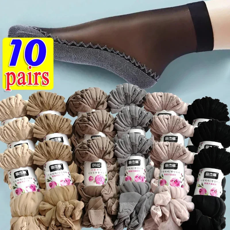 1/5/10pairs Lace Ultrathin Silk Socks
