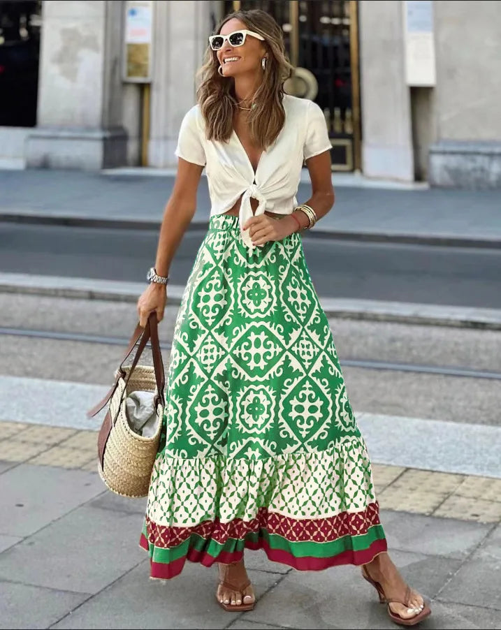 Large Swing Boho Midi Skirt