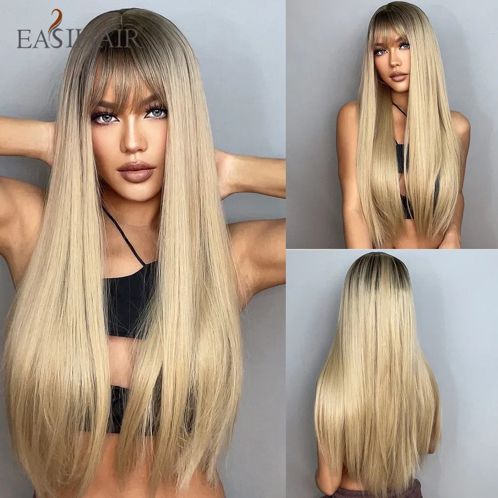 Long Straight Bangs Synthetic Hair Wig