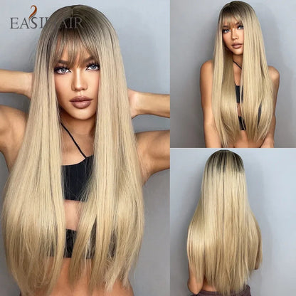 Long Straight Bangs Synthetic Hair Wig
