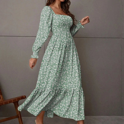 Ruched Ruffle Hem Elegant Shirred Backless Long Dress