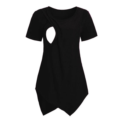Maternity Pregnant Breastfeeding T-shirt Short Sleeve