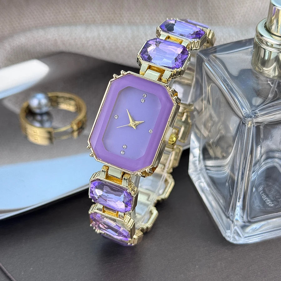 Rhinestone chain rectangular color case rhinesto watch