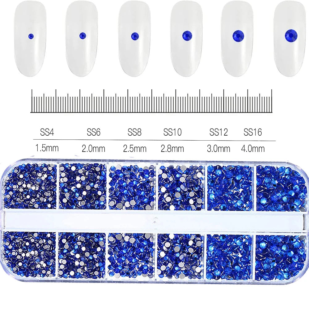 12Gird 3D Glass AB Crystal Nail Art Rhinestones Kit