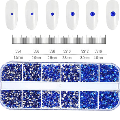 12Gird 3D Glass AB Crystal Nail Art Rhinestones Kit