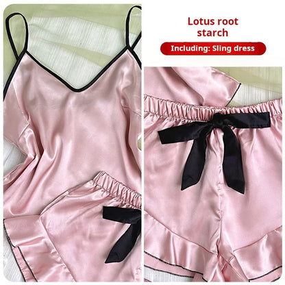 Smooth Satin T-Shirt Shorts pyjamas Set