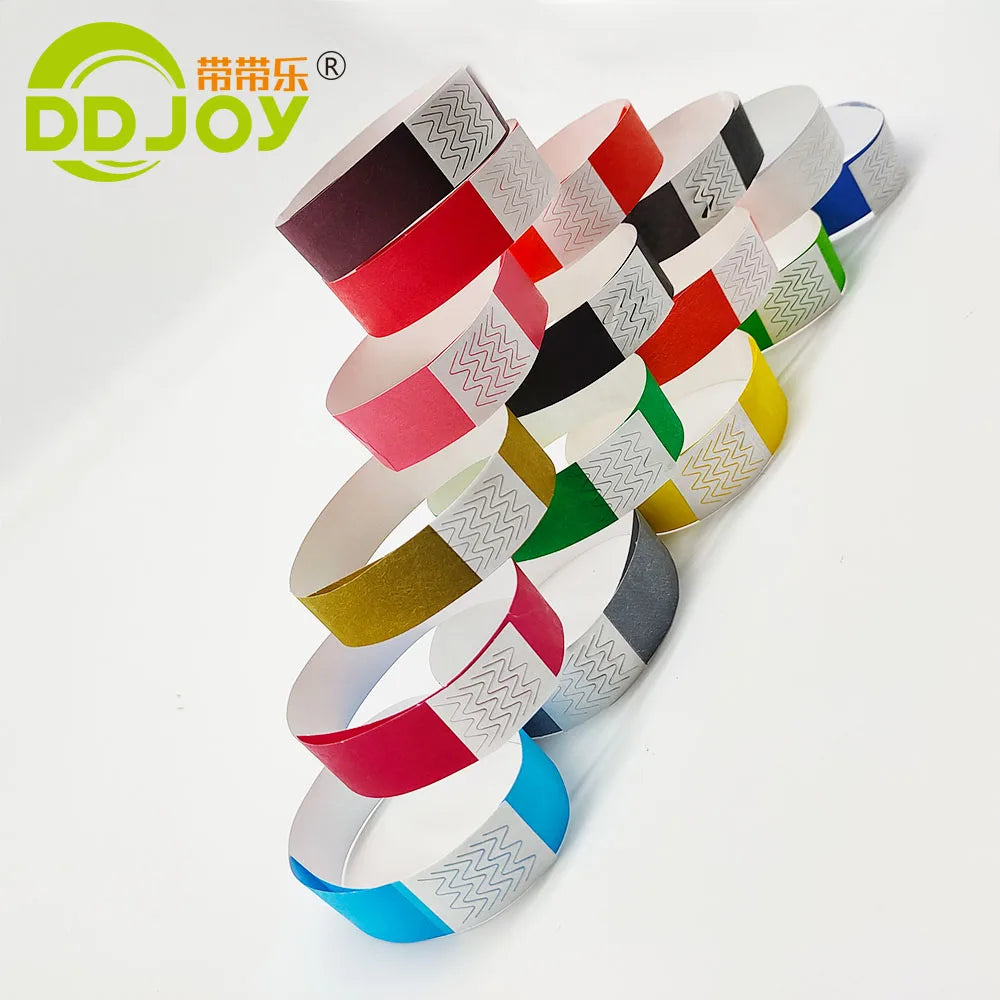 100pcs Colorful Neon Paper Wristbands Mixed Multicolor Waterproof