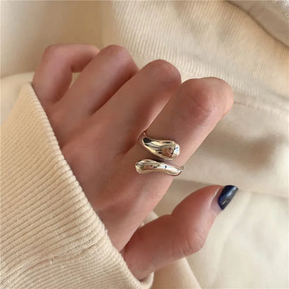 Stainless Steel Irregular Geometric Open Gold Texture Ring