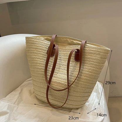 Casual Straw Woven Shoulder Wicker Handmade Beach Bag