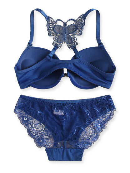 beautiful back butterfly bra push up set